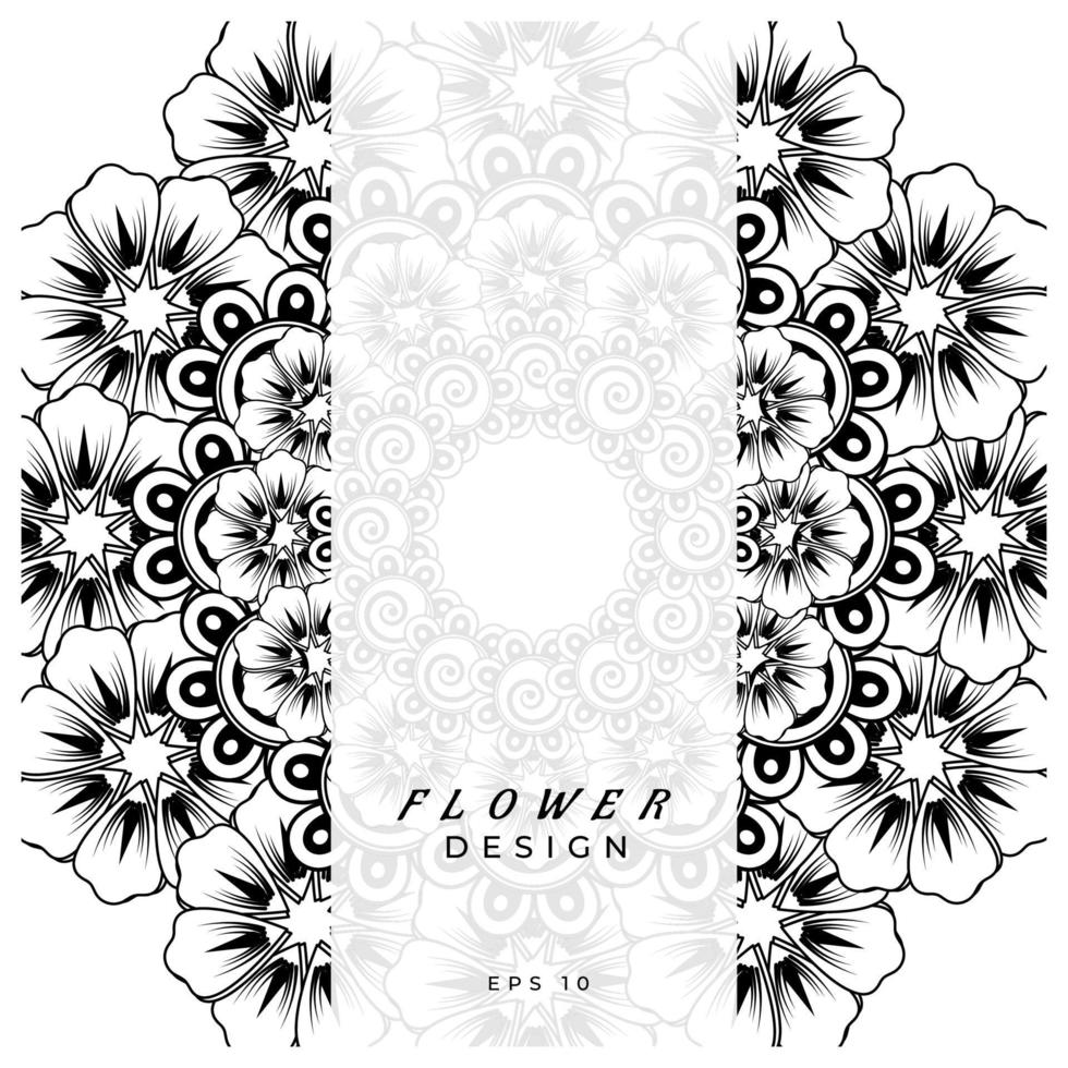 mehndi flower decorative ornament in ethnic oriental style, doodle ornament, outline hand draw. coloring book page. vector