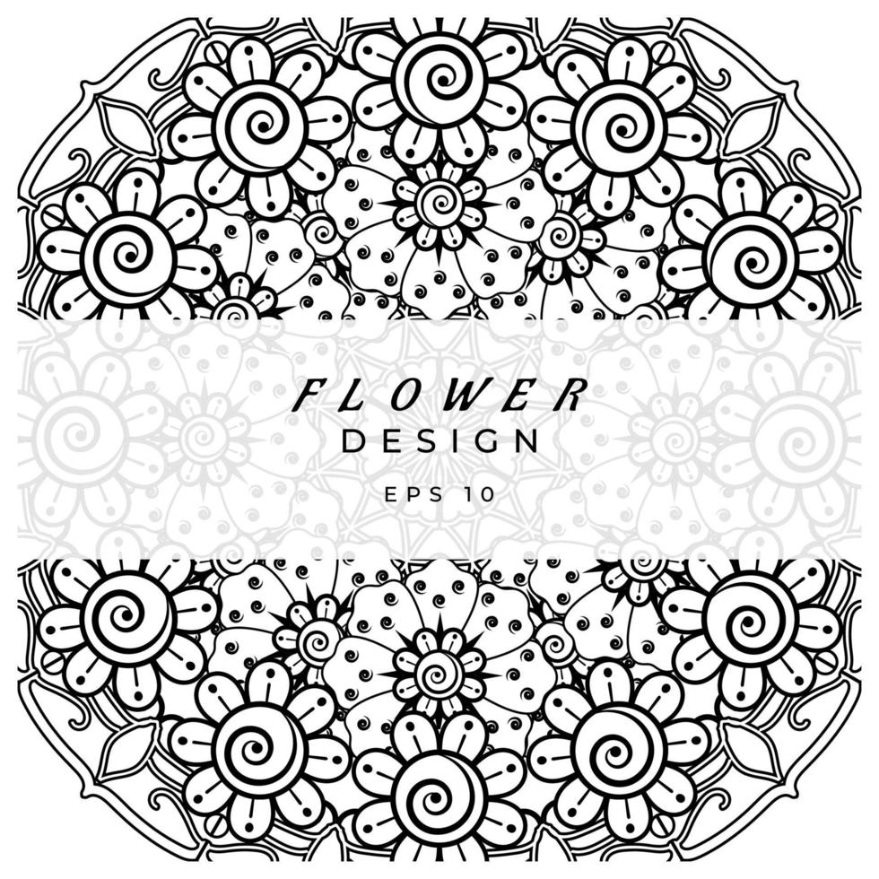 mehndi flower decorative ornament in ethnic oriental style, doodle ornament, outline hand draw. coloring book page. vector