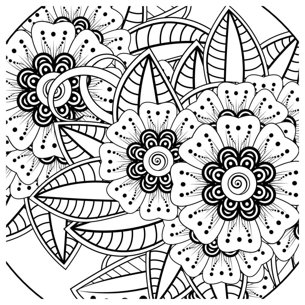 mehndi flower decorative ornament in ethnic oriental style, doodle ornament, outline hand draw. coloring book page. vector