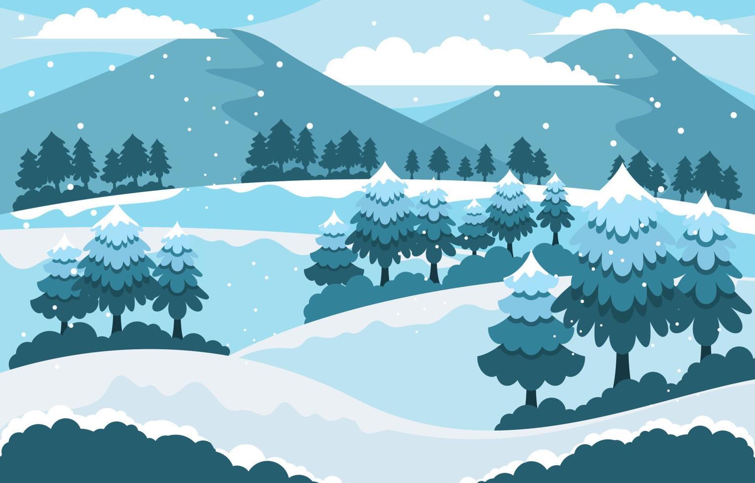 Blue Winter Scenery Landscape vector