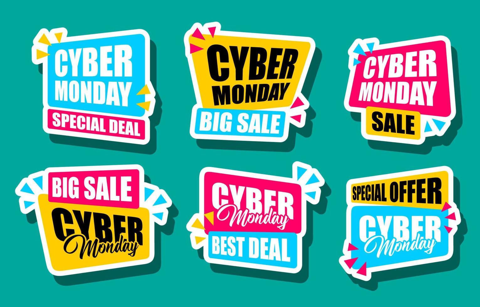 Cyber Monday Sticker Set Template vector