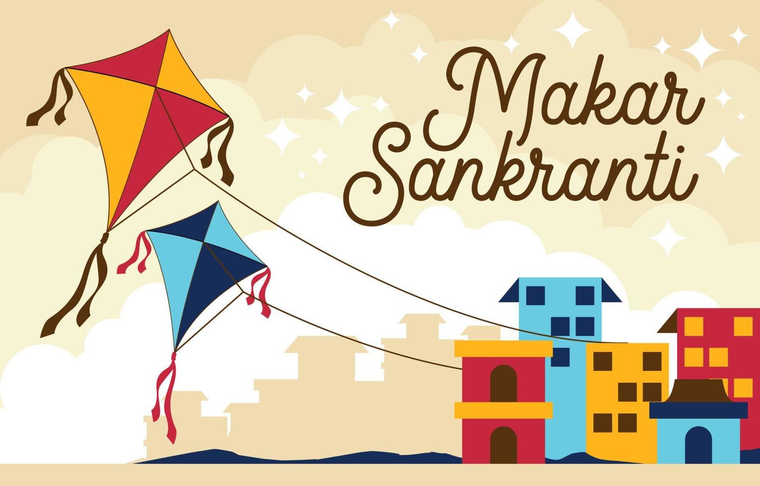 feliz makar sakranti ilustración vector