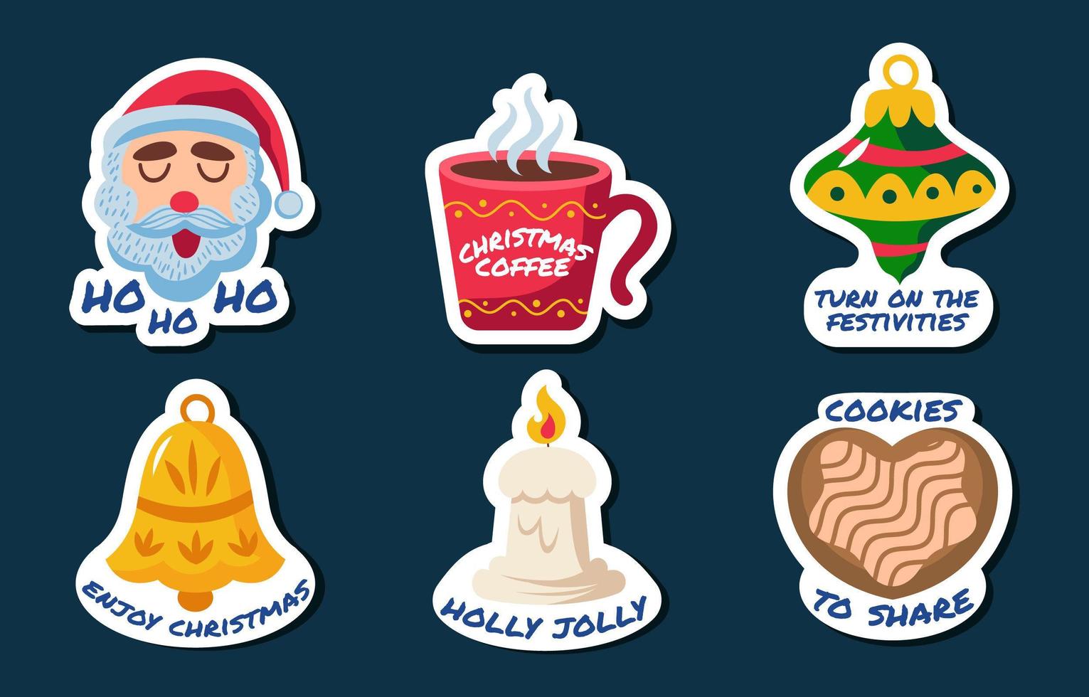 Set of Christmas Stickers vector