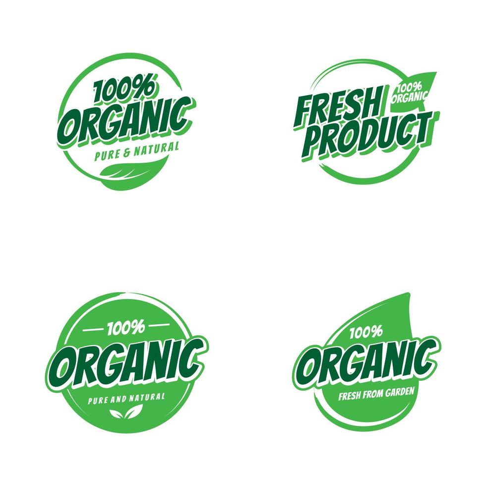 Conjunto de insignias orgánicas etiqueta adhesiva vector de diseño