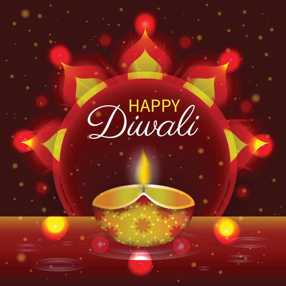 Red Happy Diwali Background vector