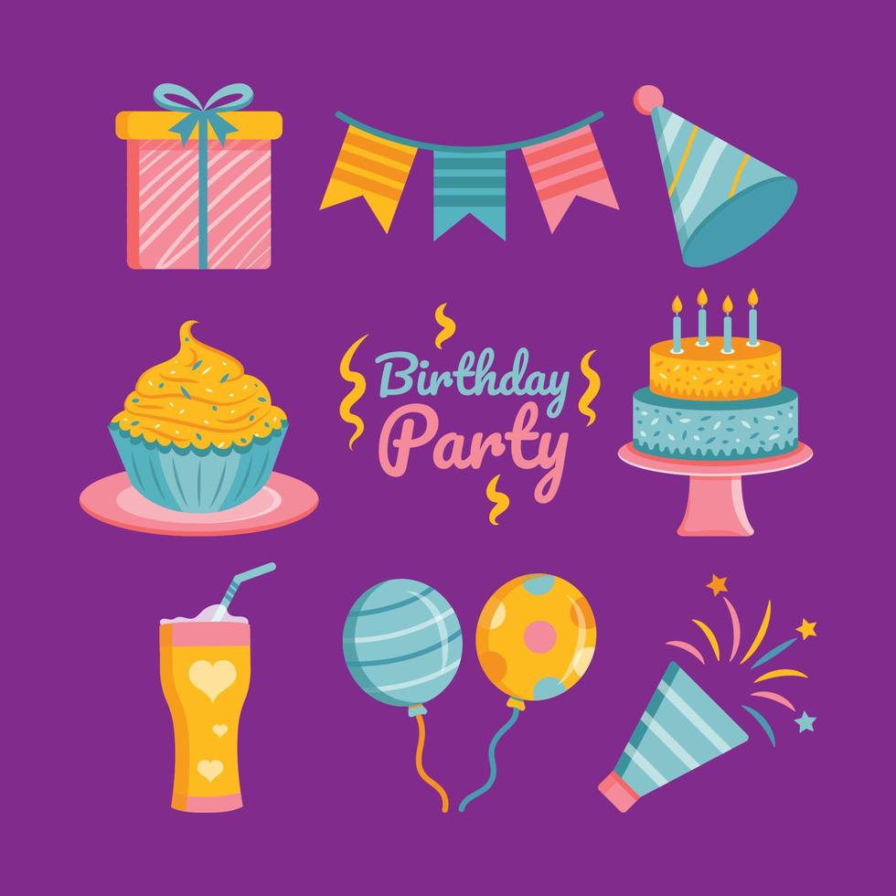 Birthday Party Decoration Template Set vector