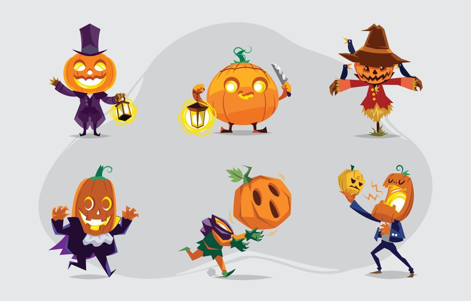 Jack O Lantern Characters Concept Pack vector