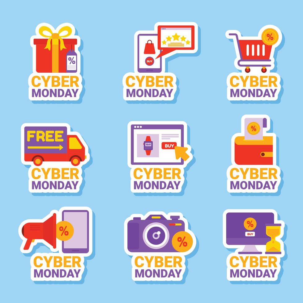 Set Of Cyber Monday Sale Stickers vector