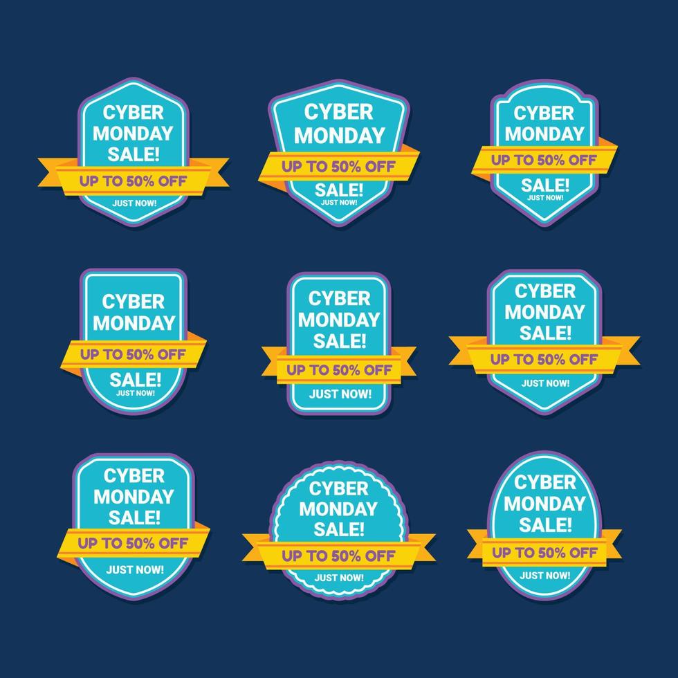 Set of Cyber Monday Sale Badges vector
