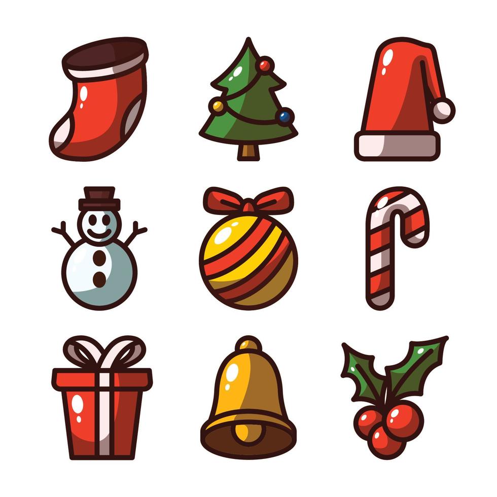 Christmas Icon Set Design Element vector