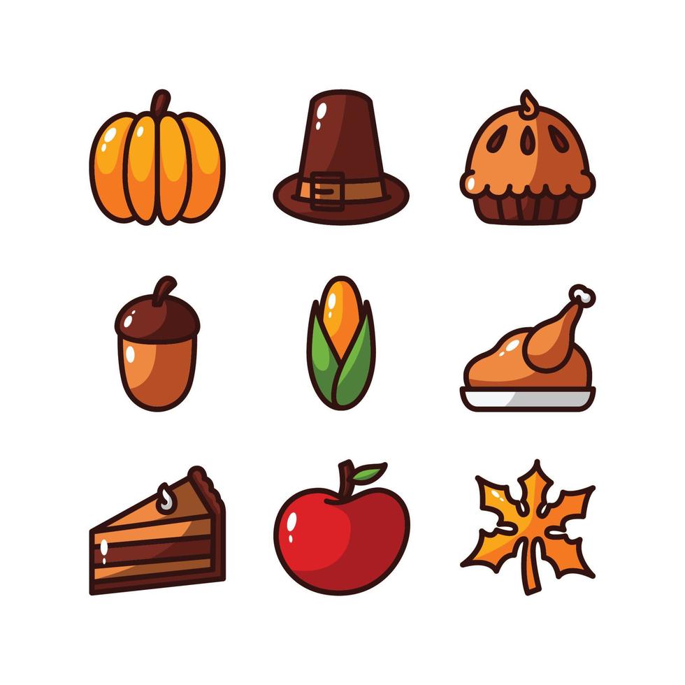 Thanksgiving Icon Set Collection vector