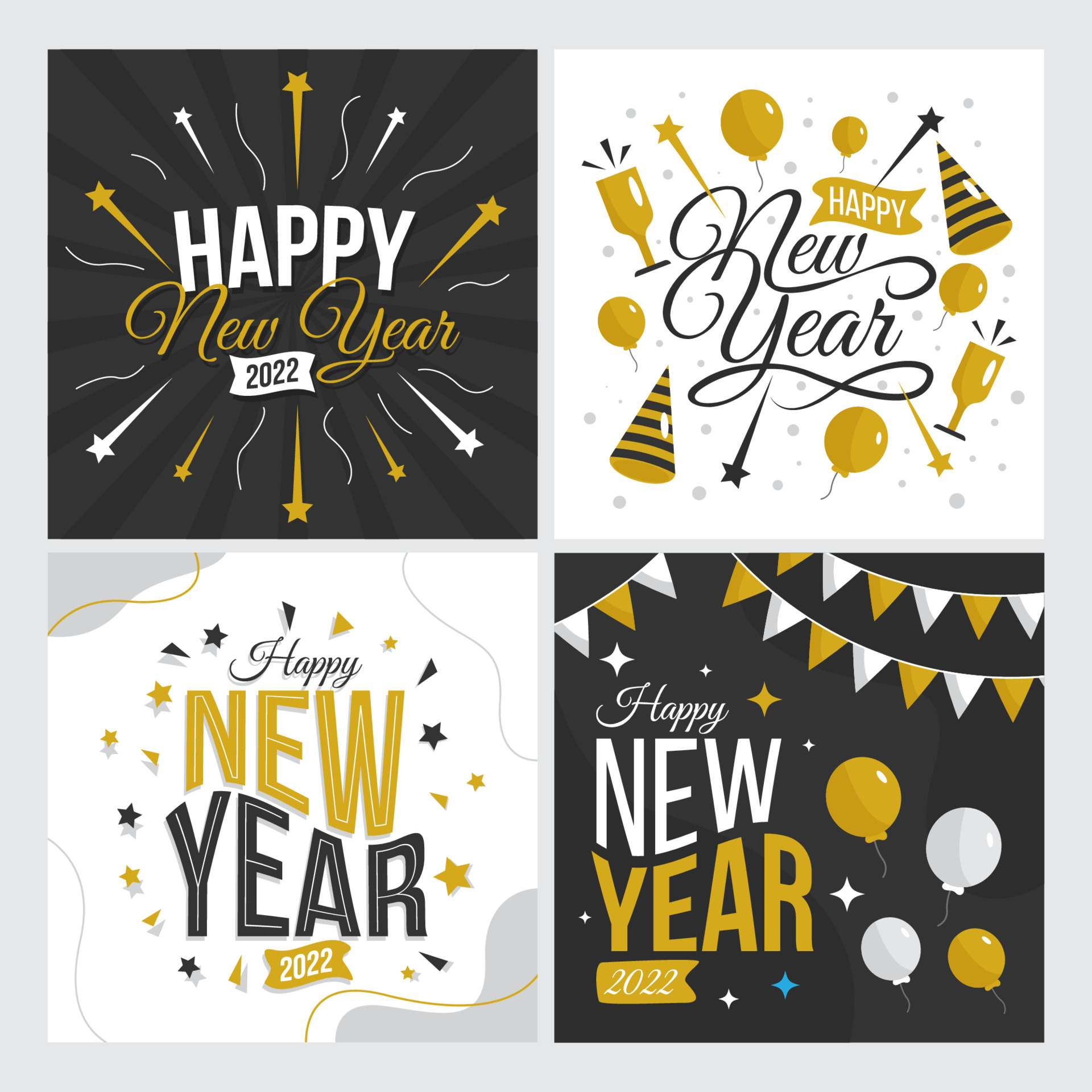 Greeting Card New Year Set 3524351 Vector Art at Vecteezy
