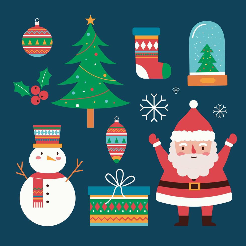 colección de iconos de navidad plana vector