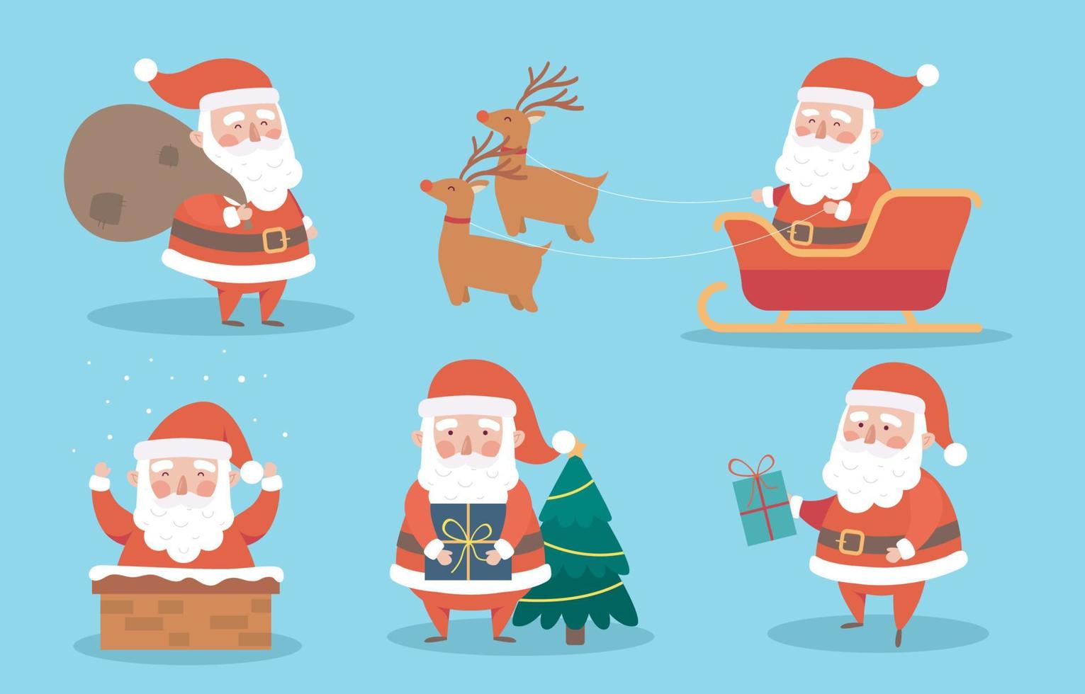 Cartoon Santa Character Collection vector