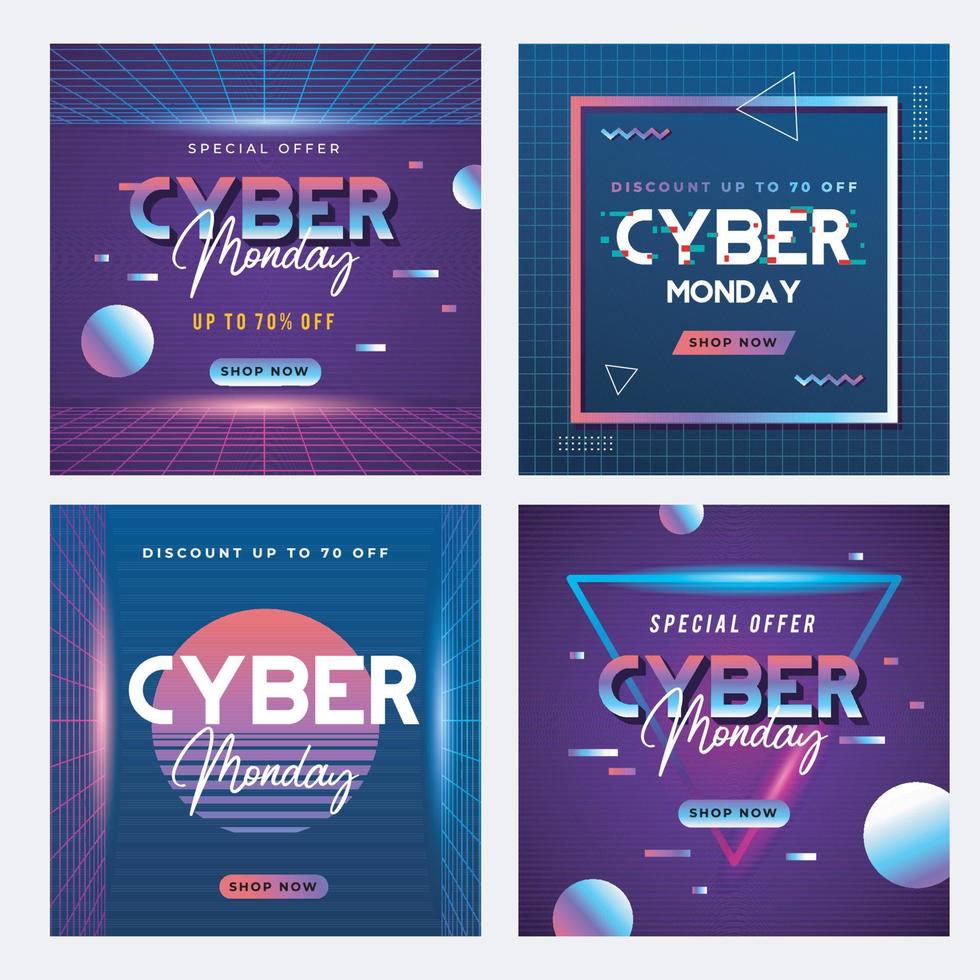 plantilla de publicación de redes sociales de venta cyber monday vector