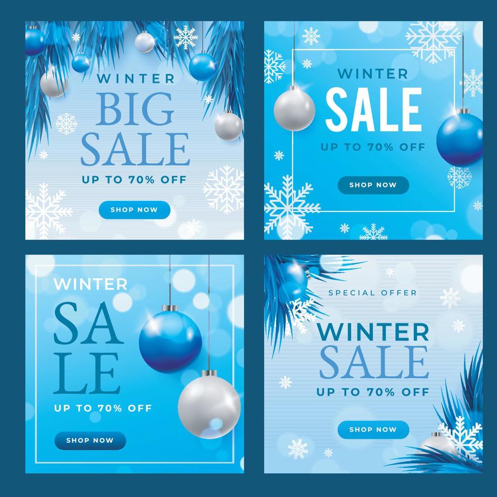 Winter Sale Social Media Post Template vector