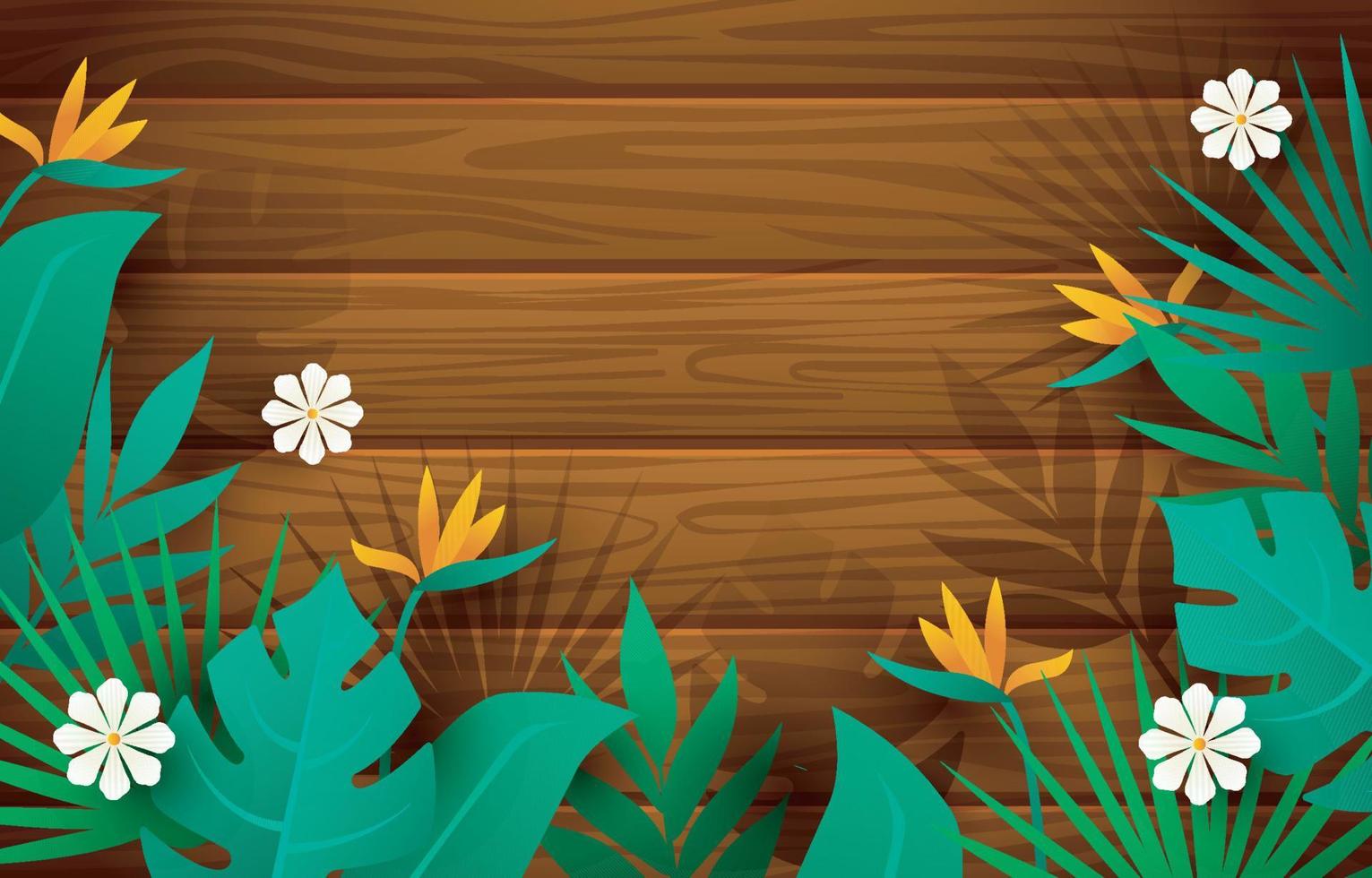 Wood with Foliage Background vector