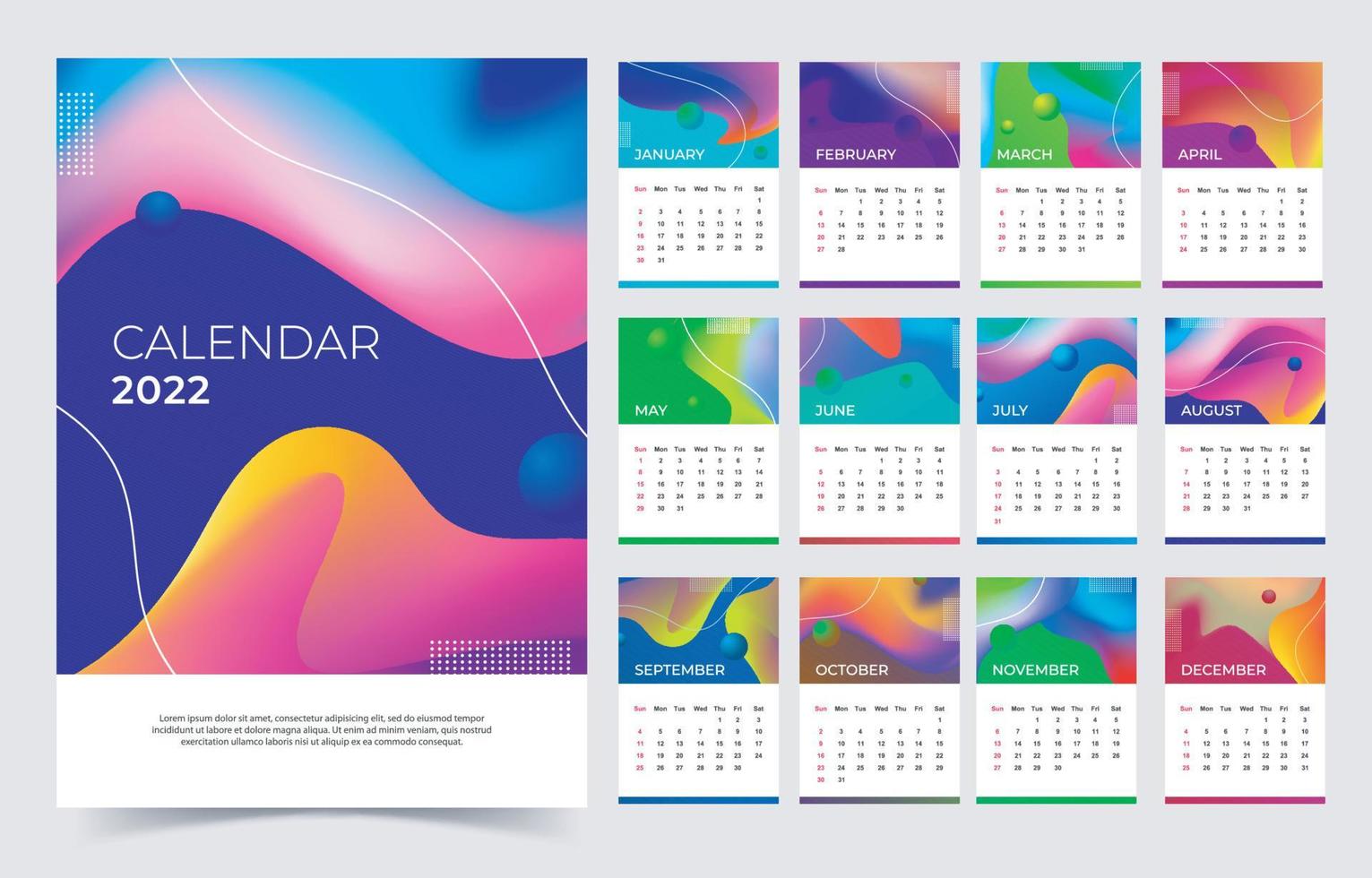 Abstract Calendar 2022 Template vector