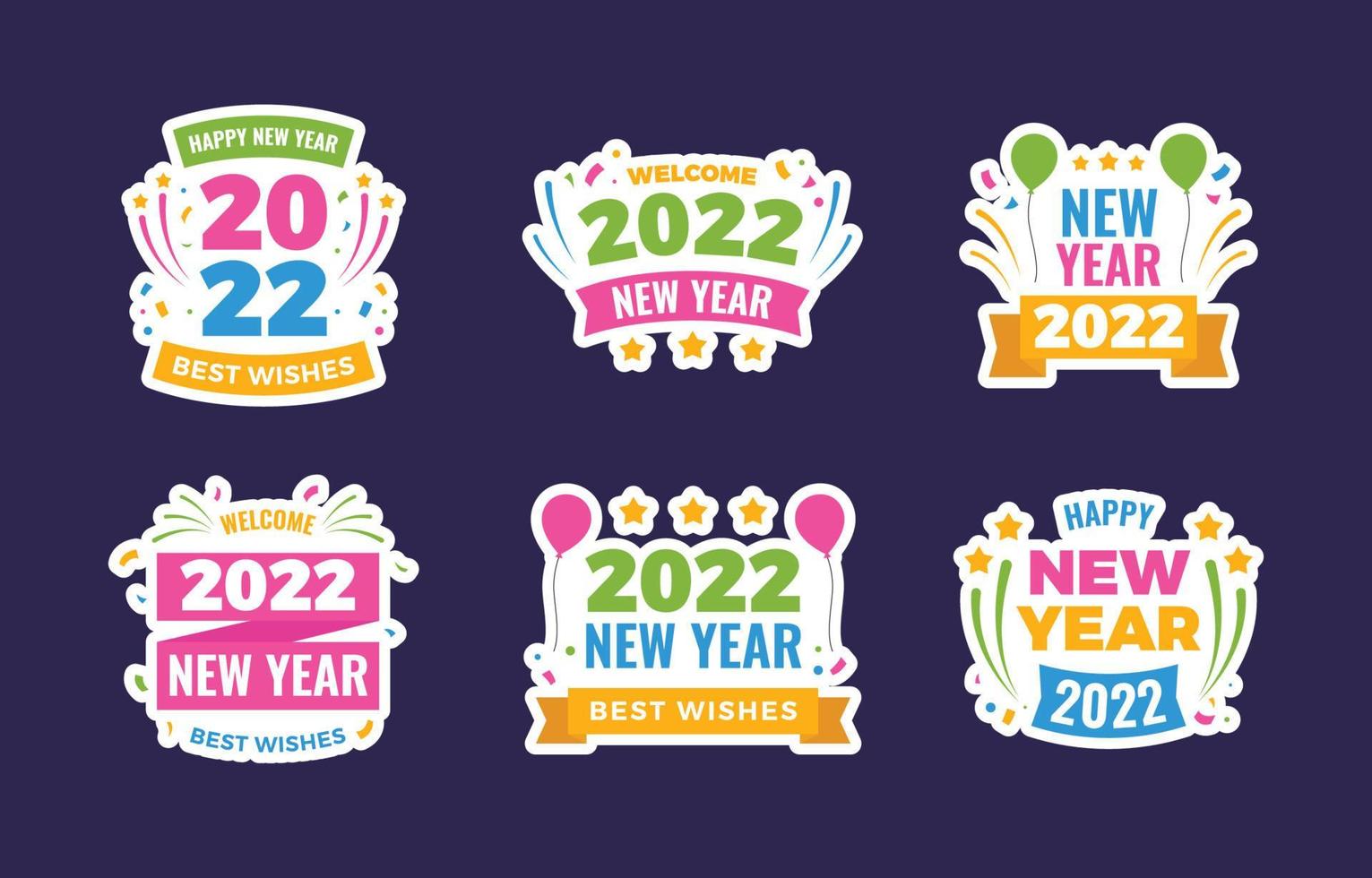 Happy New Year 2022 Sticker Collection vector