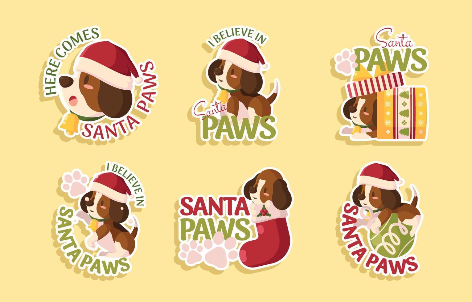 paquete de pegatinas de patas de santa vector