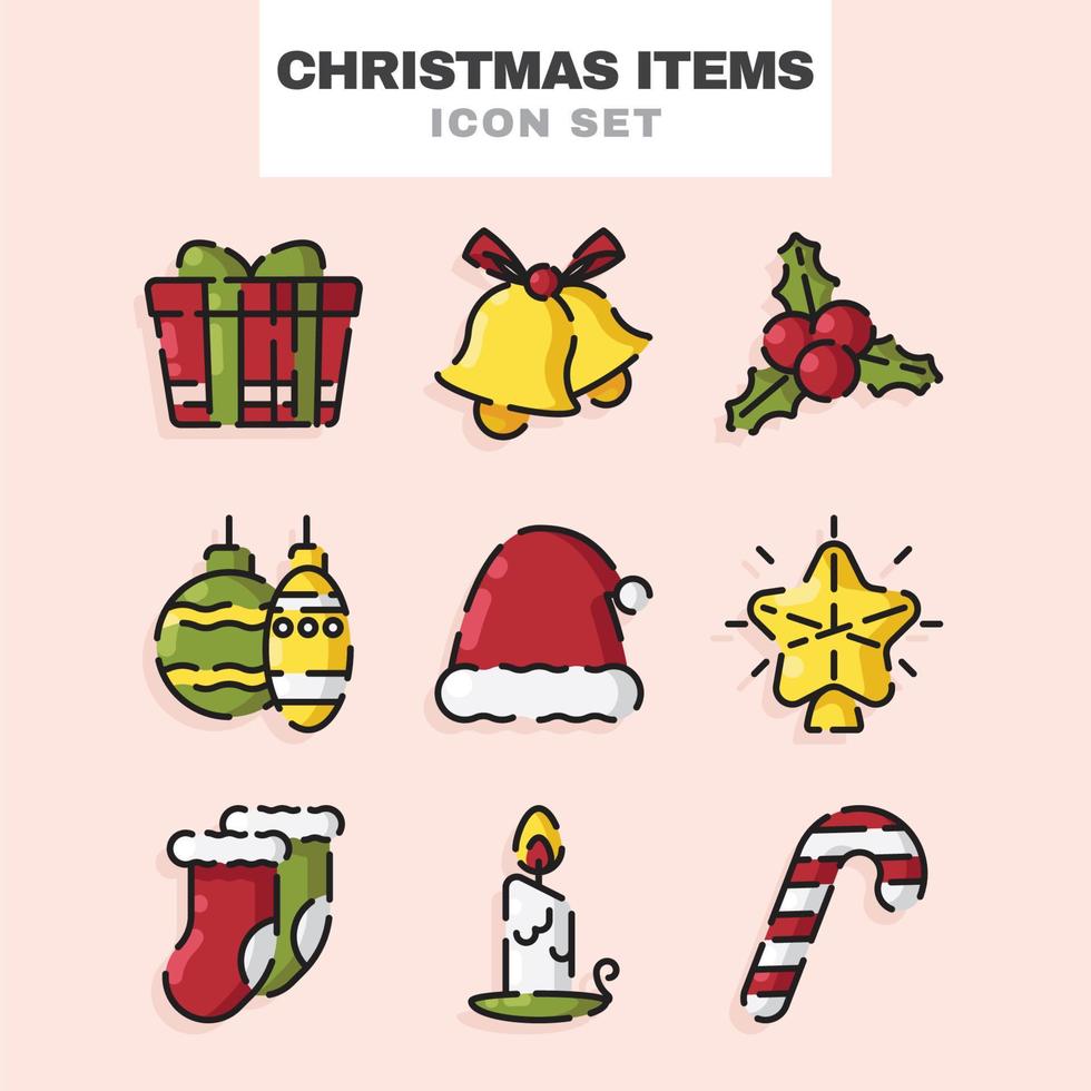 conjunto de iconos de elementos de navidad vector