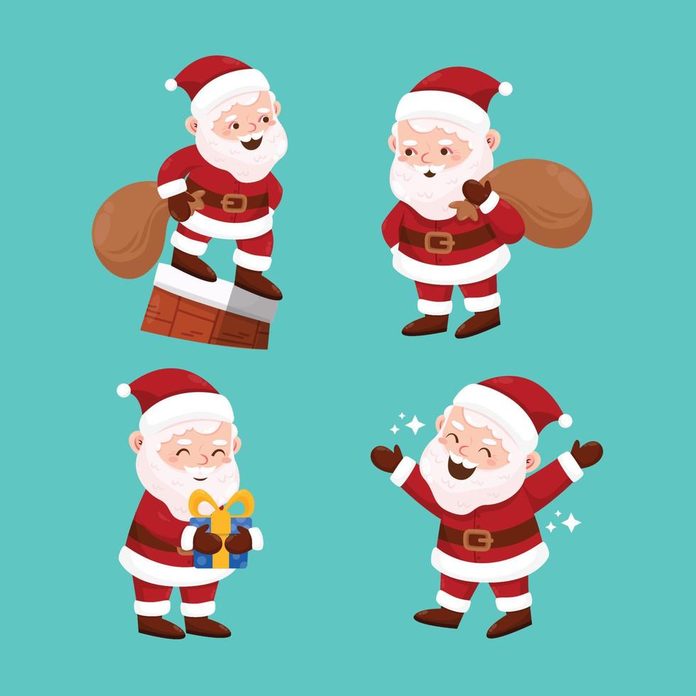 A Collection of Cute Santa Claus Characters vector