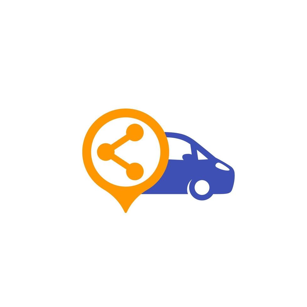 icono de logotipo de vector de servicio de coche compartido en blanco