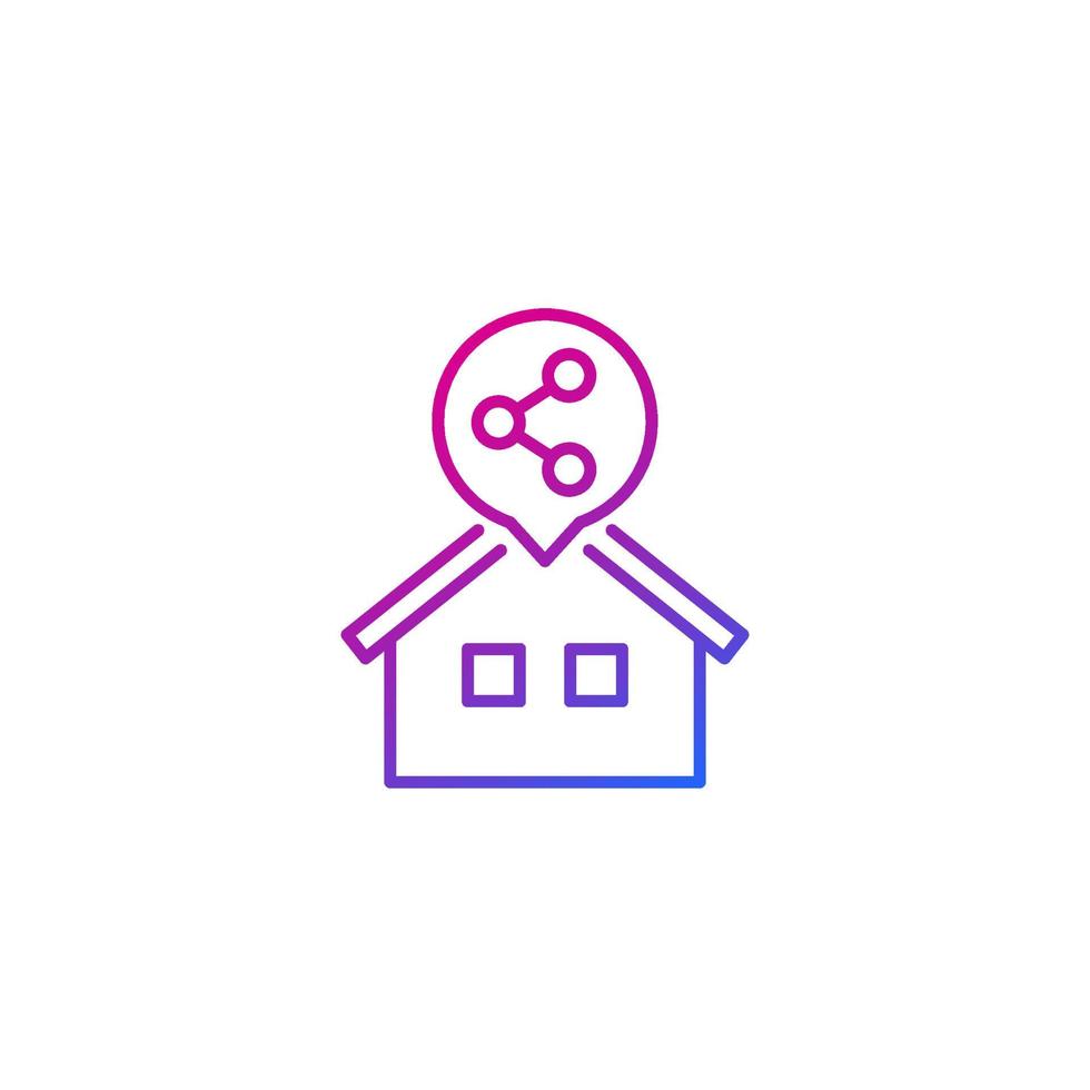 icono de línea para compartir casa en blanco vector
