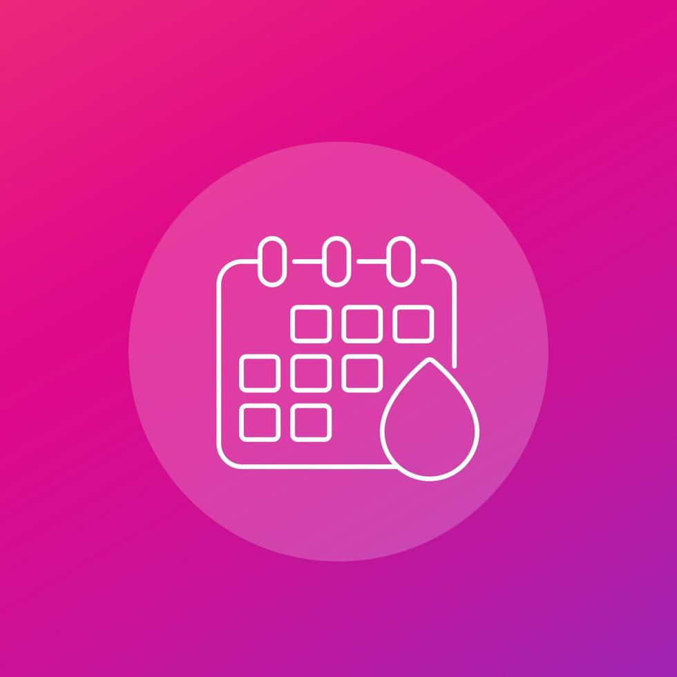 Menstruation calendar line vector icon