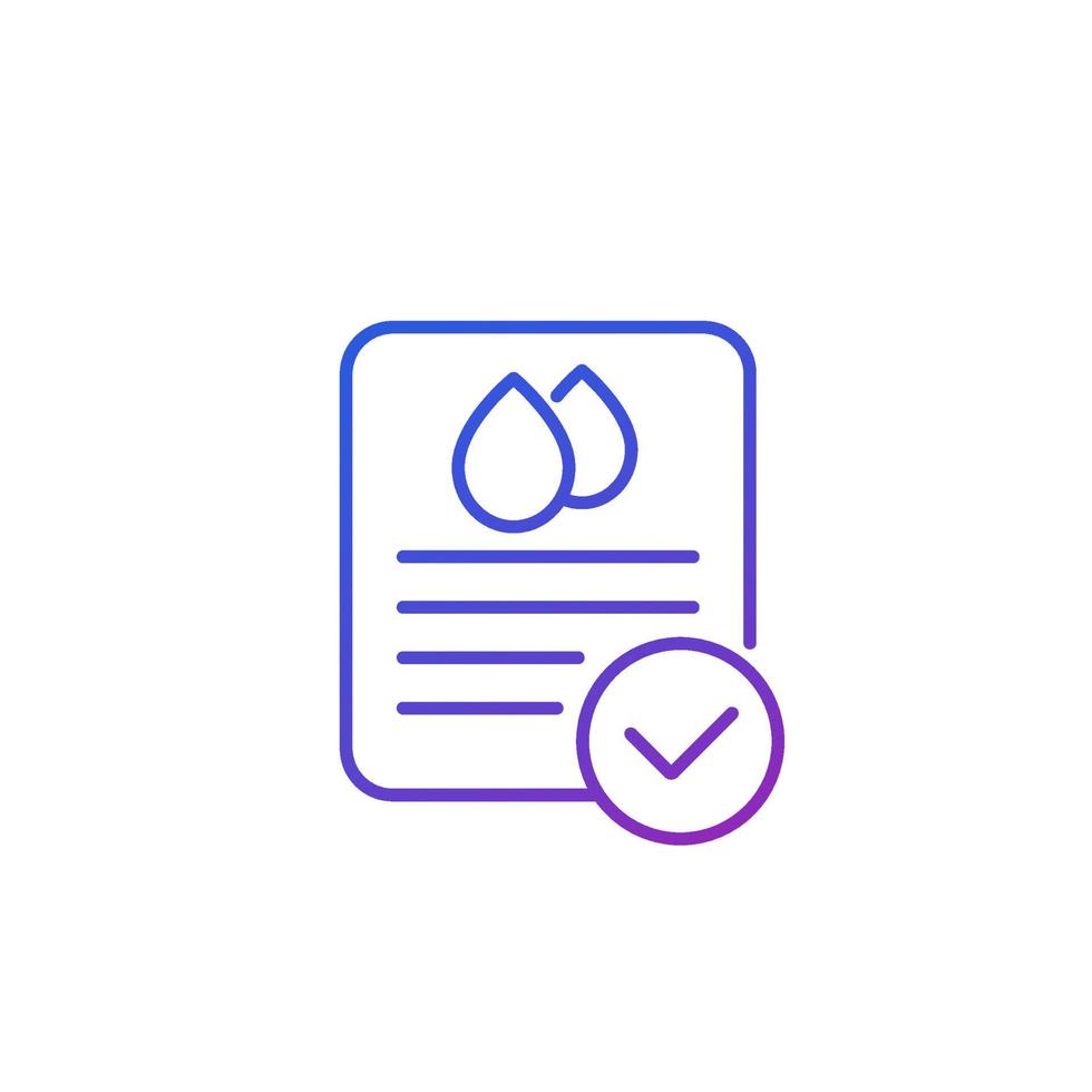 Water quality check line icon vector