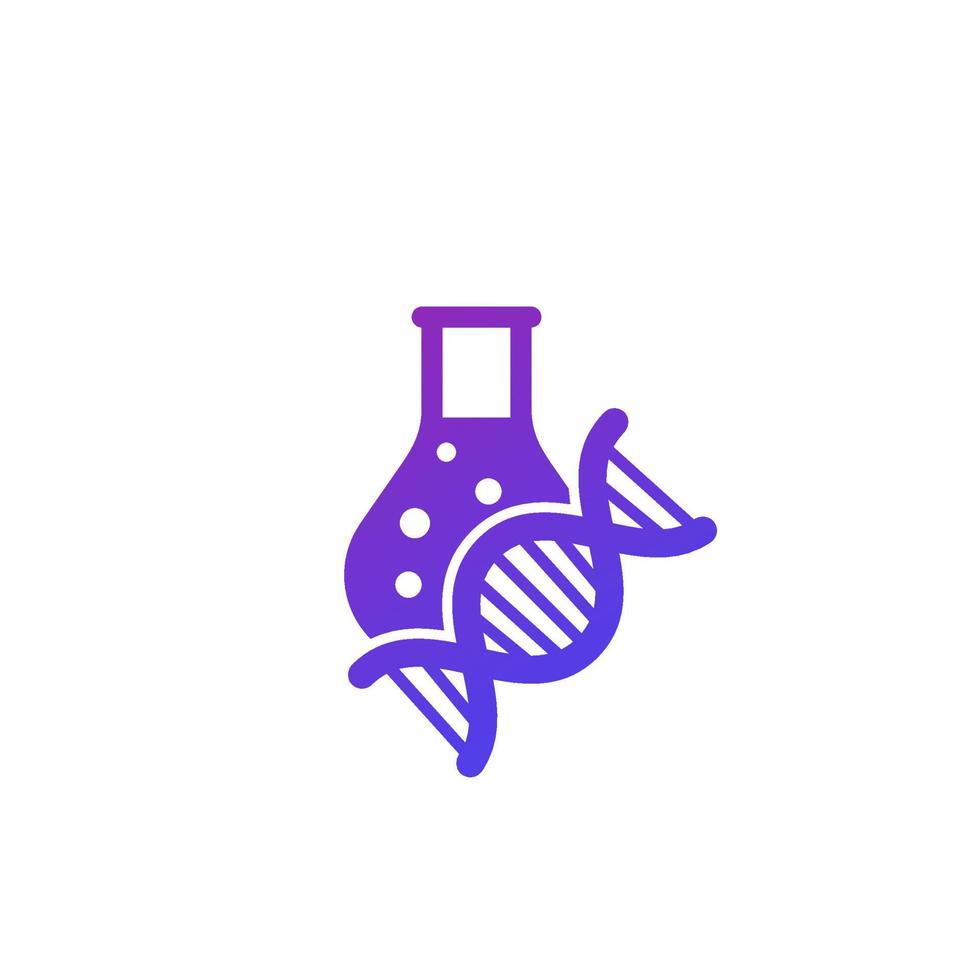 biotechnology logo with lab glass and dna vector