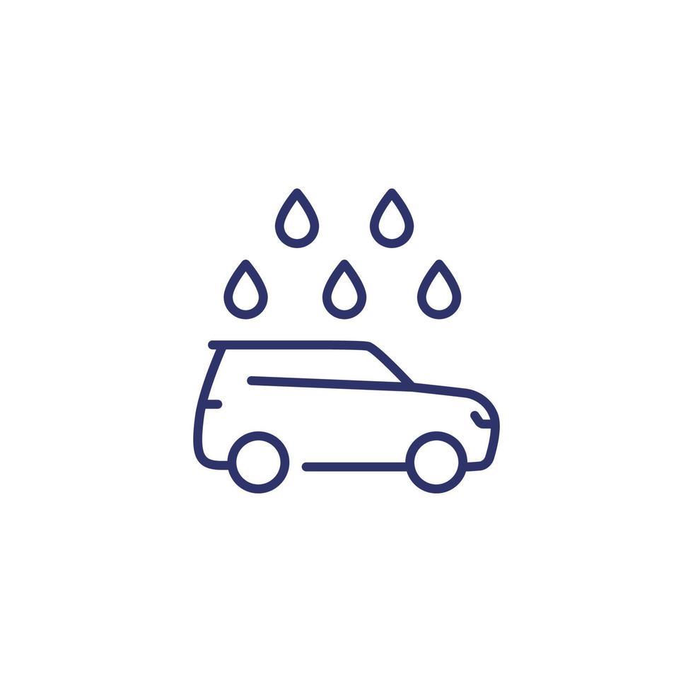 icono de línea de lavado de coches en blanco vector