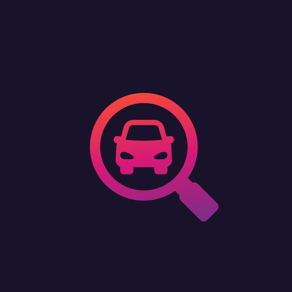 icono de vector de búsqueda de coche para web y aplicaciones