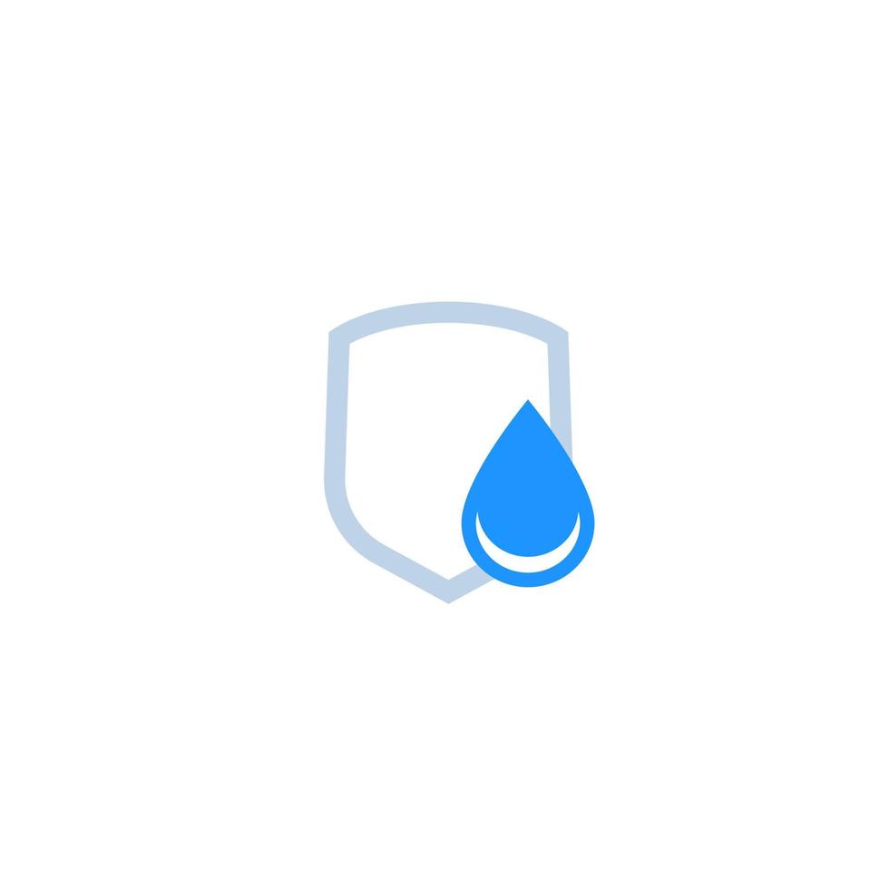 waterproof icon, water drop and shield vector