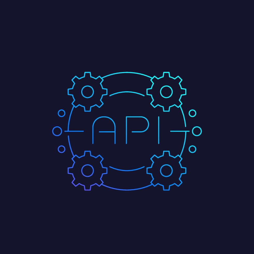 API icon, application programming interface, software integration, linear vector