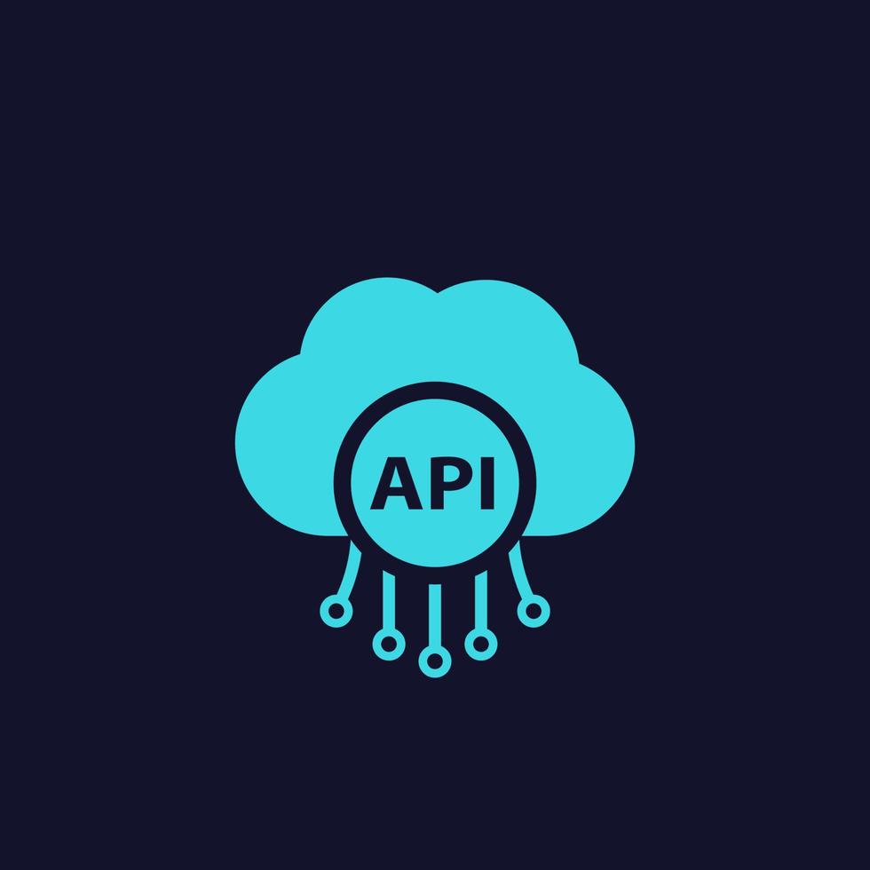 API, application programming interface, cloud software vector icon