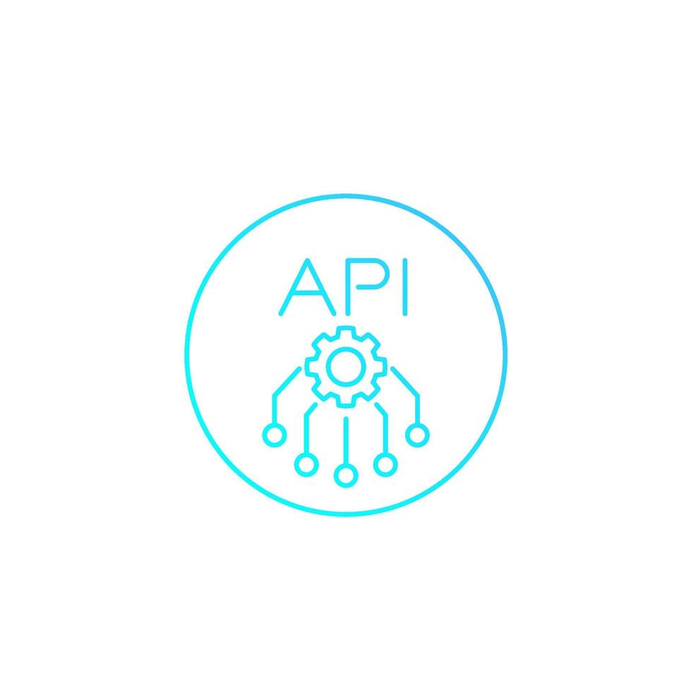 api, icono lineal de vector de interfaz de programación de aplicaciones