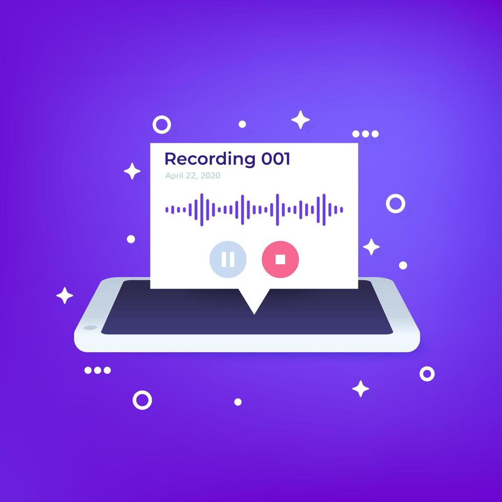 Audio recording in phone, vector design