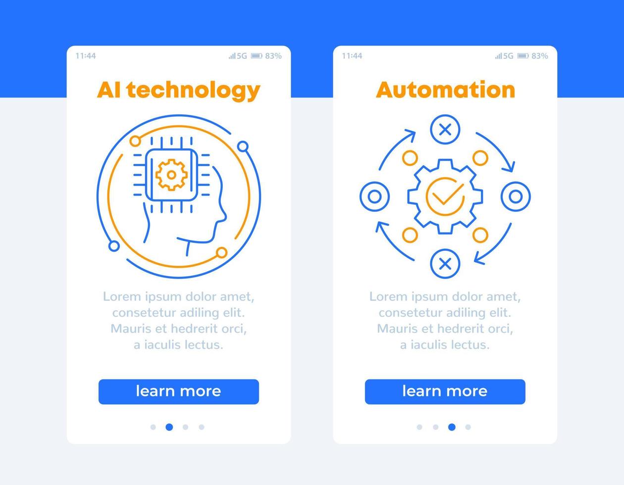 AI technology and automation banners for web vector