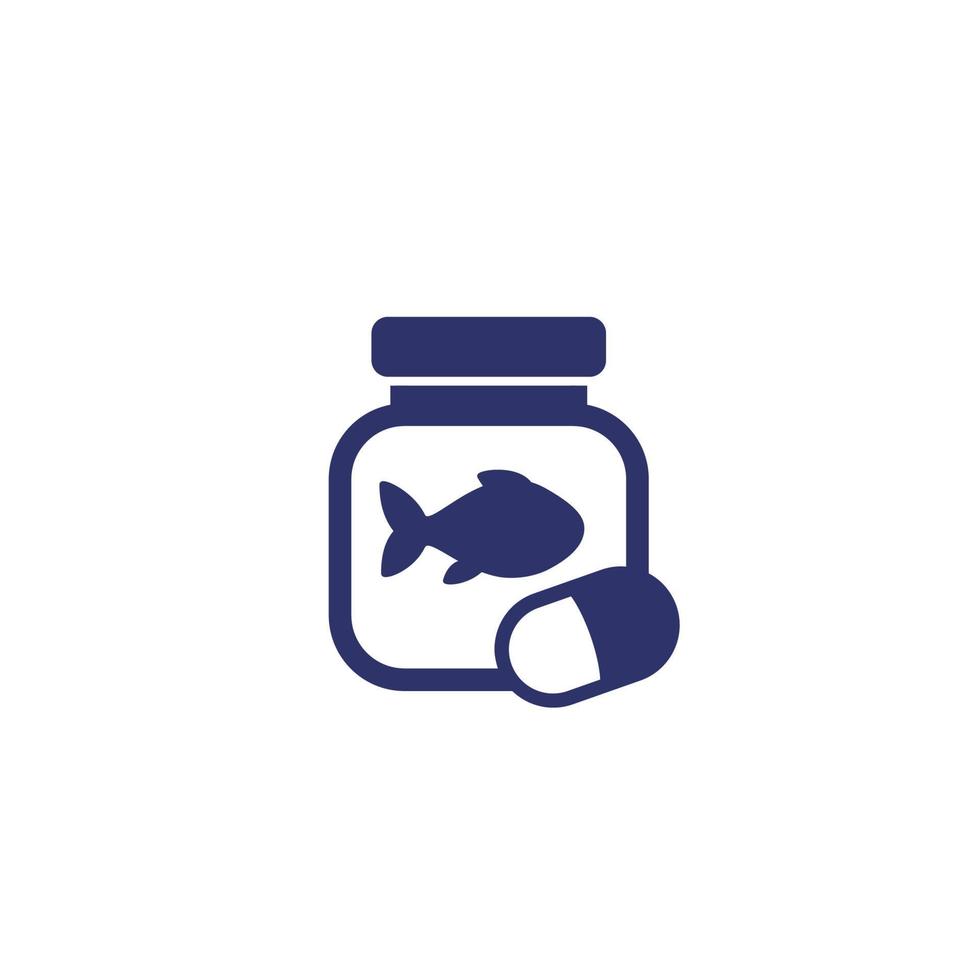 Fish oil icon on white, vector