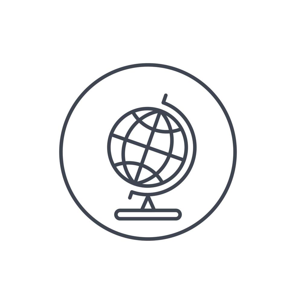 Globe vector icon on white, line art