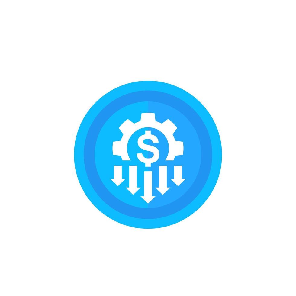 cost reduction icon, blue on white vector