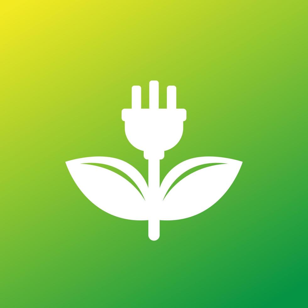Enchufe eléctrico y hojas verdes icono, vector