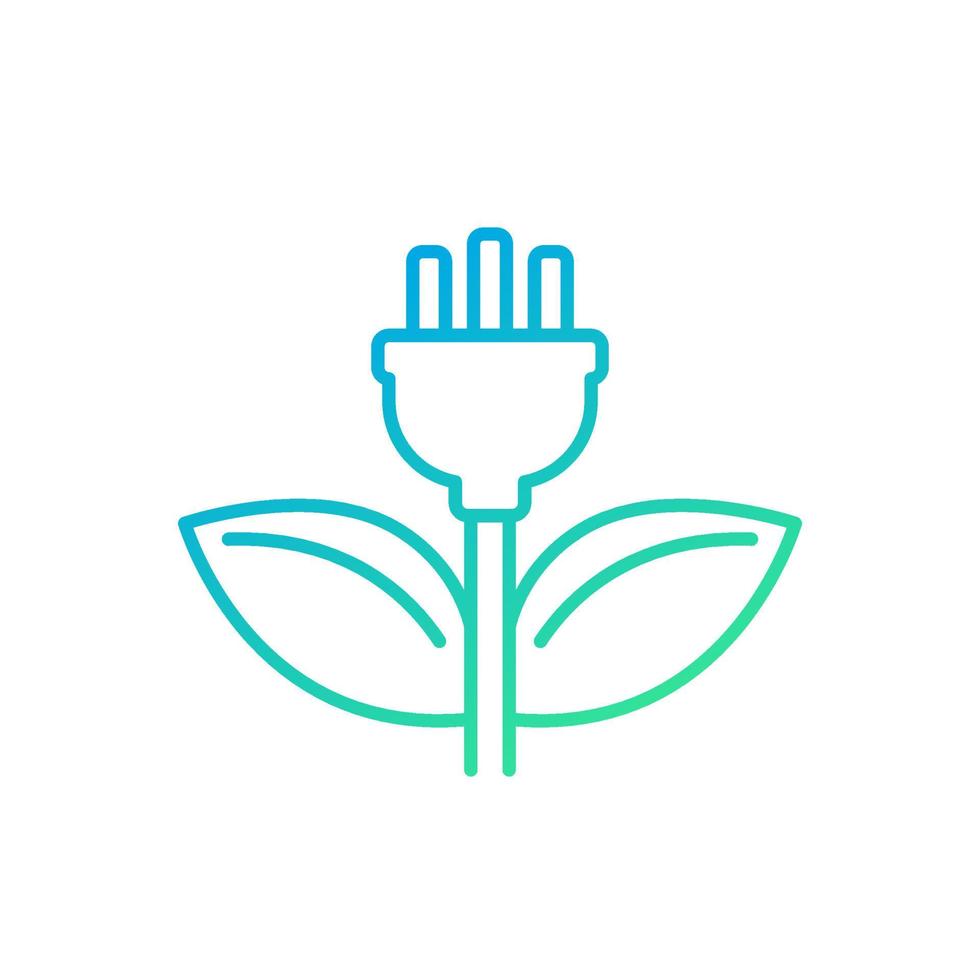 electric plug and green leaves line icon vector