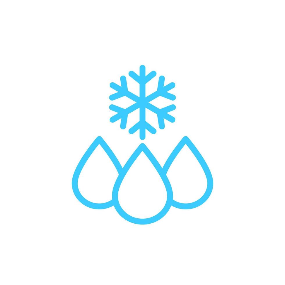 drop with snowflake, frozen water line icon vector