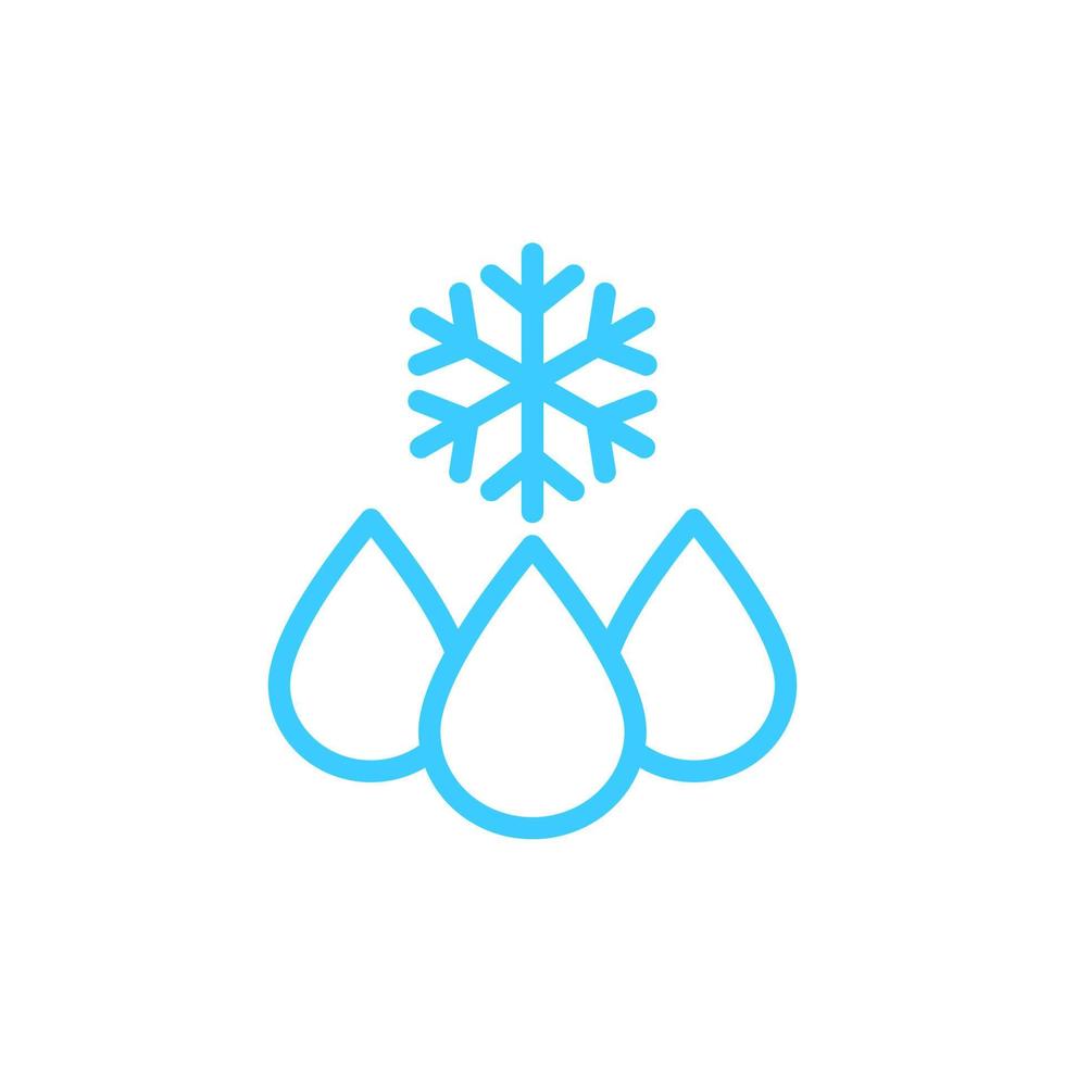 gota con copo de nieve, icono de línea de agua congelada vector