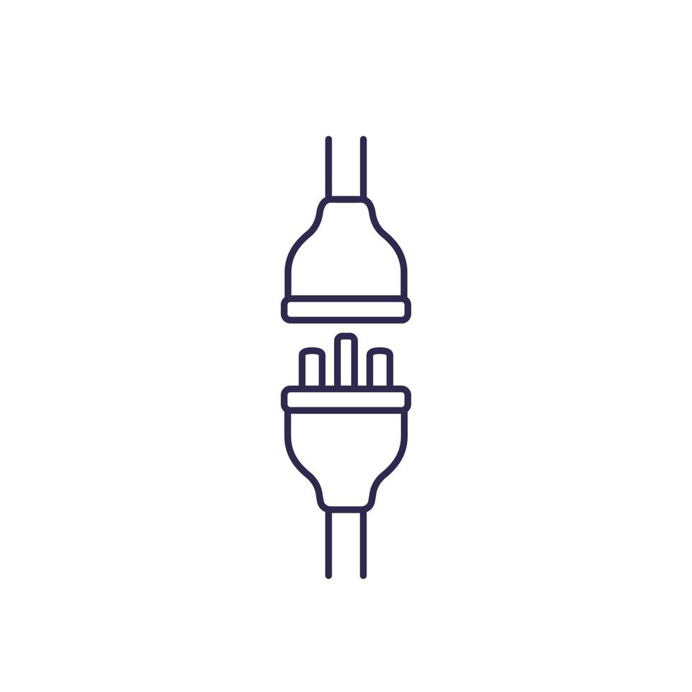 electric plug with socket line icon vector