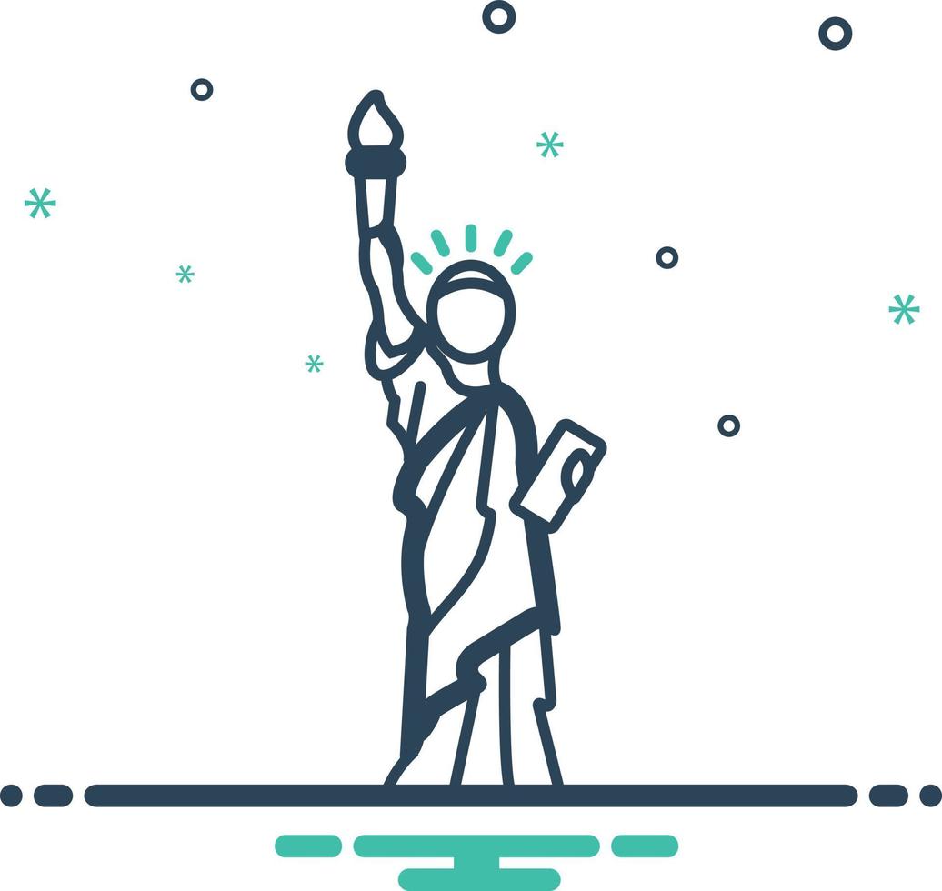 Mix icon for statue of liberty vector