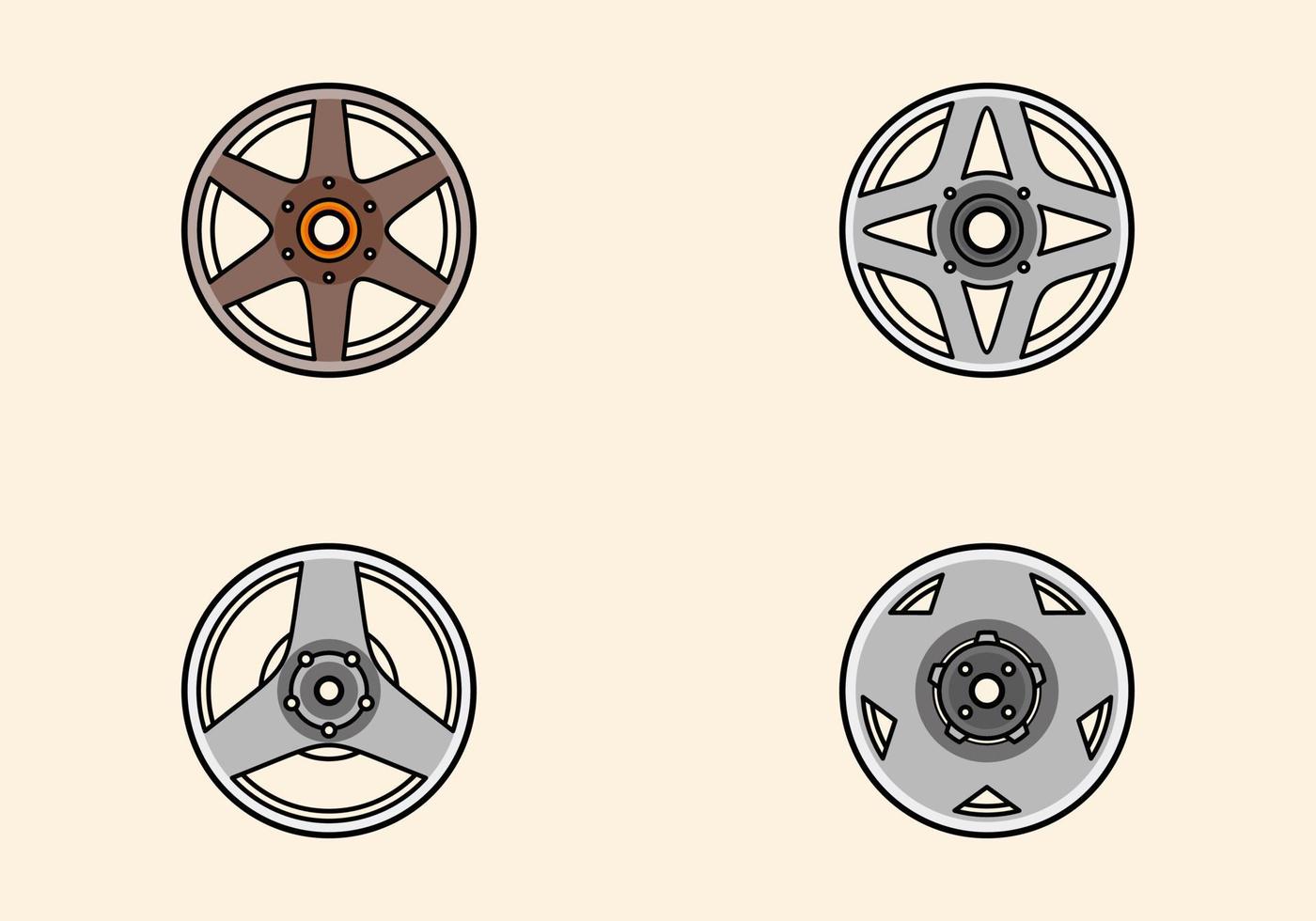 conjunto de ilustración de vector de rueda de coche