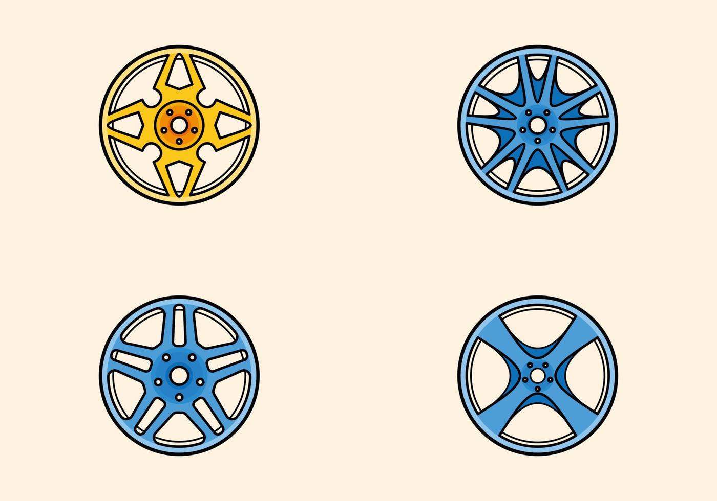 conjunto de ilustración de vector de rueda de coche